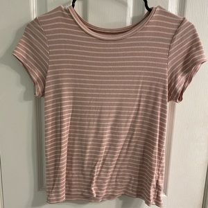 AMERICAN EAGLE OUTFITTERS Medium pink and white rib top